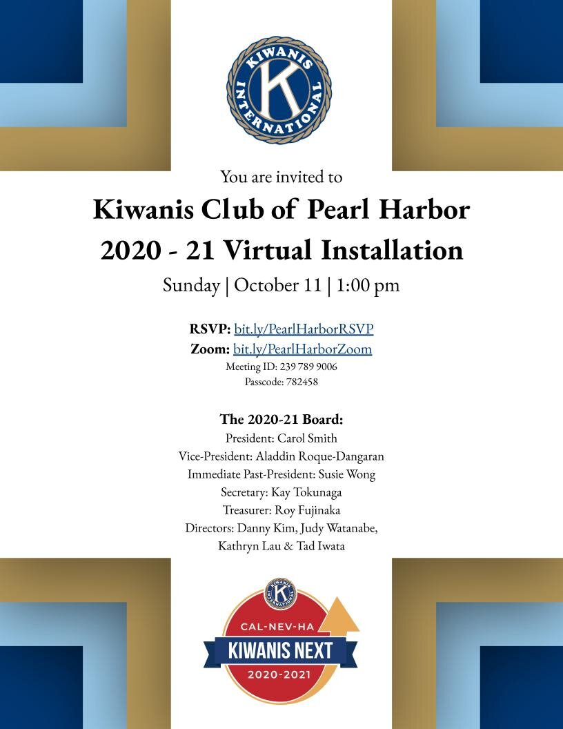 (Zoom) Pearl Harbor Kiwanis Installation