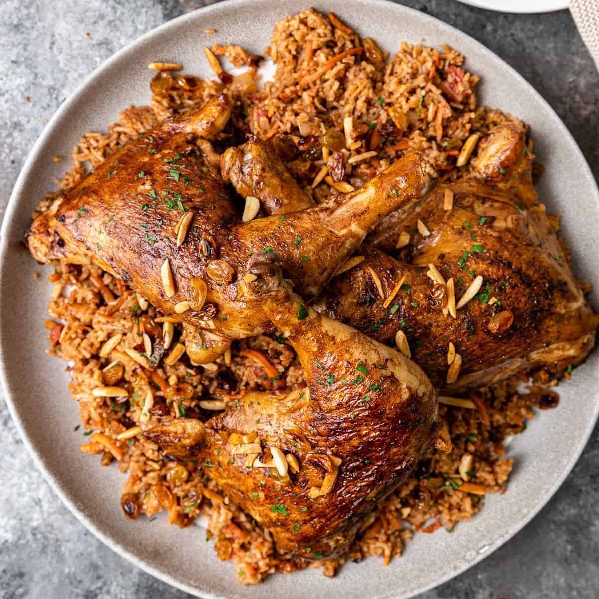 Kabsa &mdash; also called Makbus &mdash; is a mixed rice dish that comes from Yemen that can now be found across the region. The name derives fro the Arabic kabasa meaning to press or squeeze, because all the ingredients are cooked in one pot. Can an