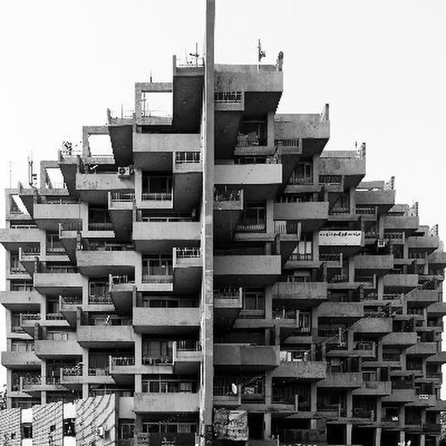 #Khartoum&rsquo;s El Ikhwa building was built in 1970 and designed by Abdelmoneim Mustafa. It has a distinctive diagonal construction punctuated by large stacked balconies that &ndash; as an article on the @canadiancentreforarchitecture website expla