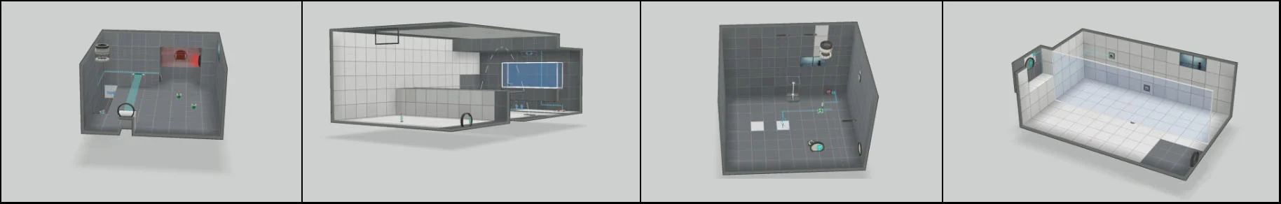 Some of the many puzzle and room concepts made with PTI. Keeping it simple allowed for exploration into various ideas and variants.