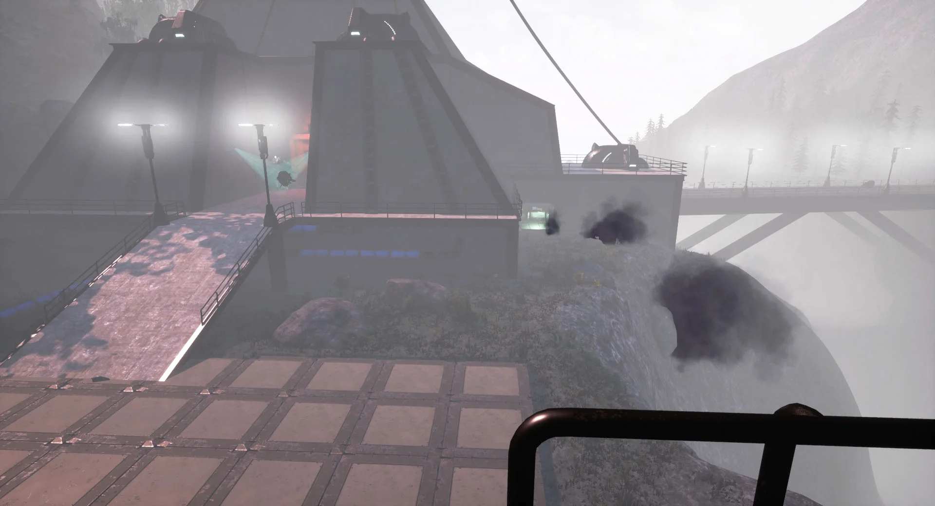 The artillery event with smoke, light and sound attract attention to the green lit door