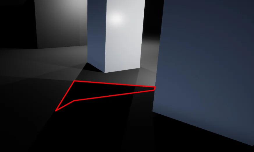Without a direct light shadows and the script both give the impression that the red area is suitble for stealth