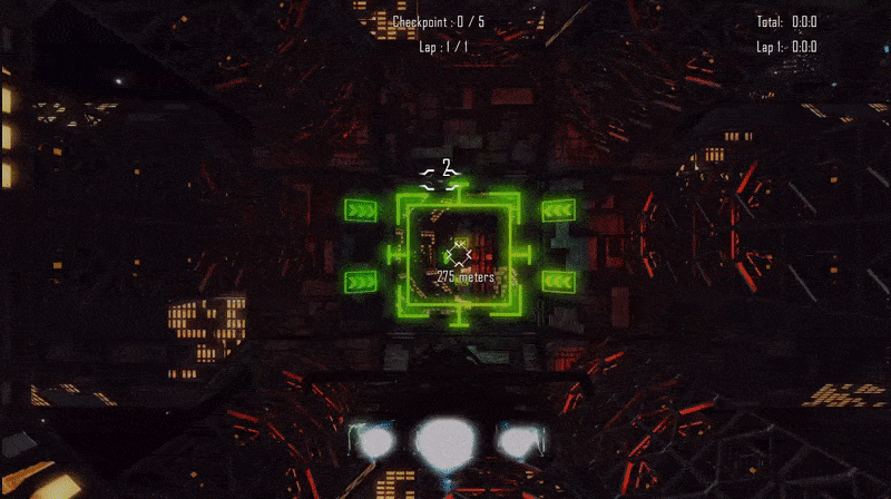 Using assets with emission in a curved layout gave the player a clear indication where to go