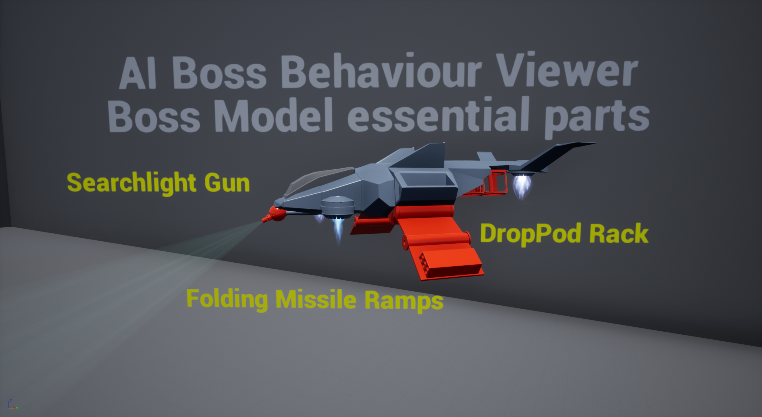 The Boss with important parts in red.