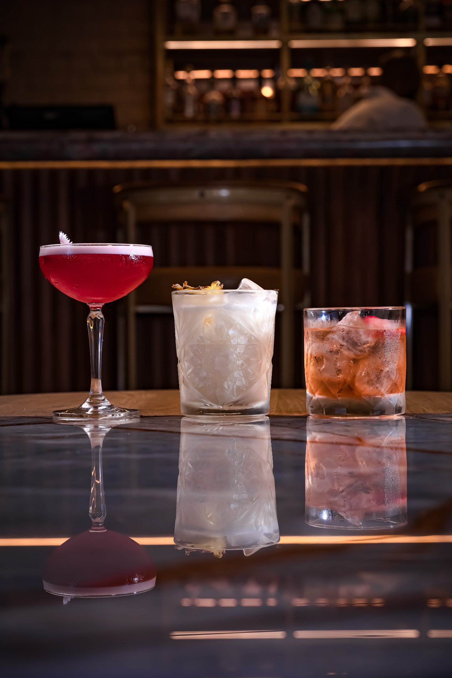 Three glasses, three moods. 🍸✨ 
Whether you&rsquo;re feeling bold, sweet, or somewhere in between, there&rsquo;s a cocktail for every craving. 

See our bar menu on our website, link in bio.

To book:
💻 online (link in bio)
✉️ reception@thechefstab