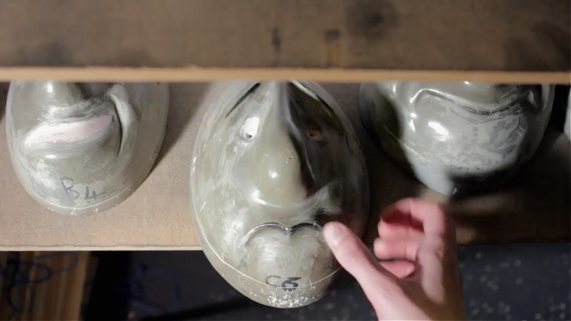 1) We select one of our pre-made resin mask moulds.