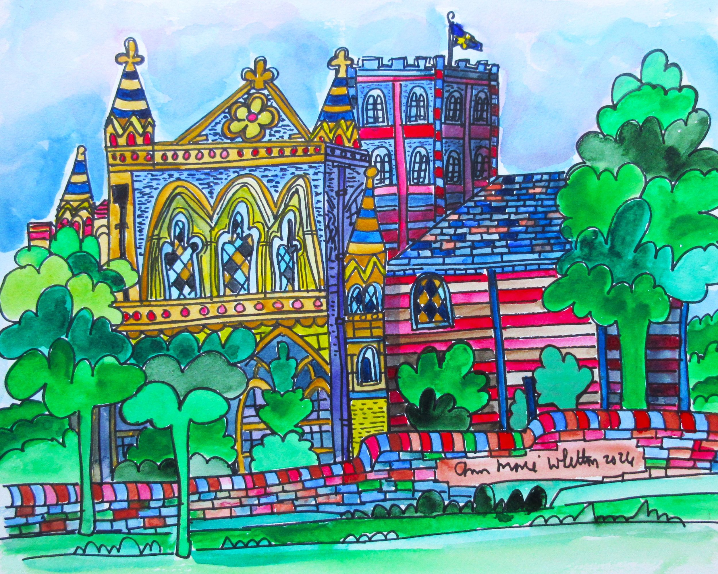 St Albans Abbey View Watercolour Painting by Ann Marie Whitton Price 250.JPG