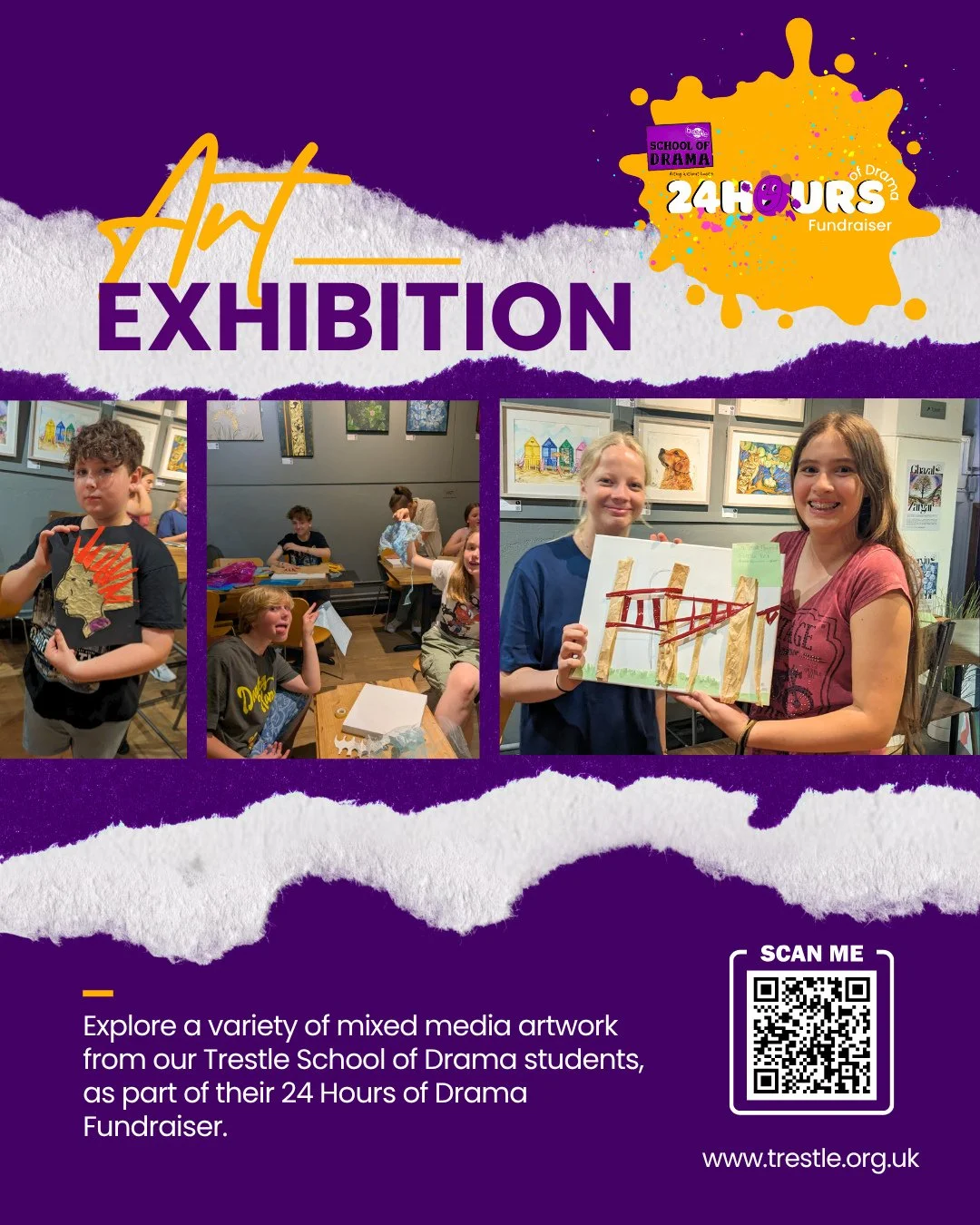 For one crafty hour within the 24-hour drama fundraiser, Trestle School of Drama students created pieces for a multimedia exhibition based on the question, &ldquo;When you think of Trestle, what do you see?&rdquo; ⁠
⁠
From UFOs to masks, climbing fra