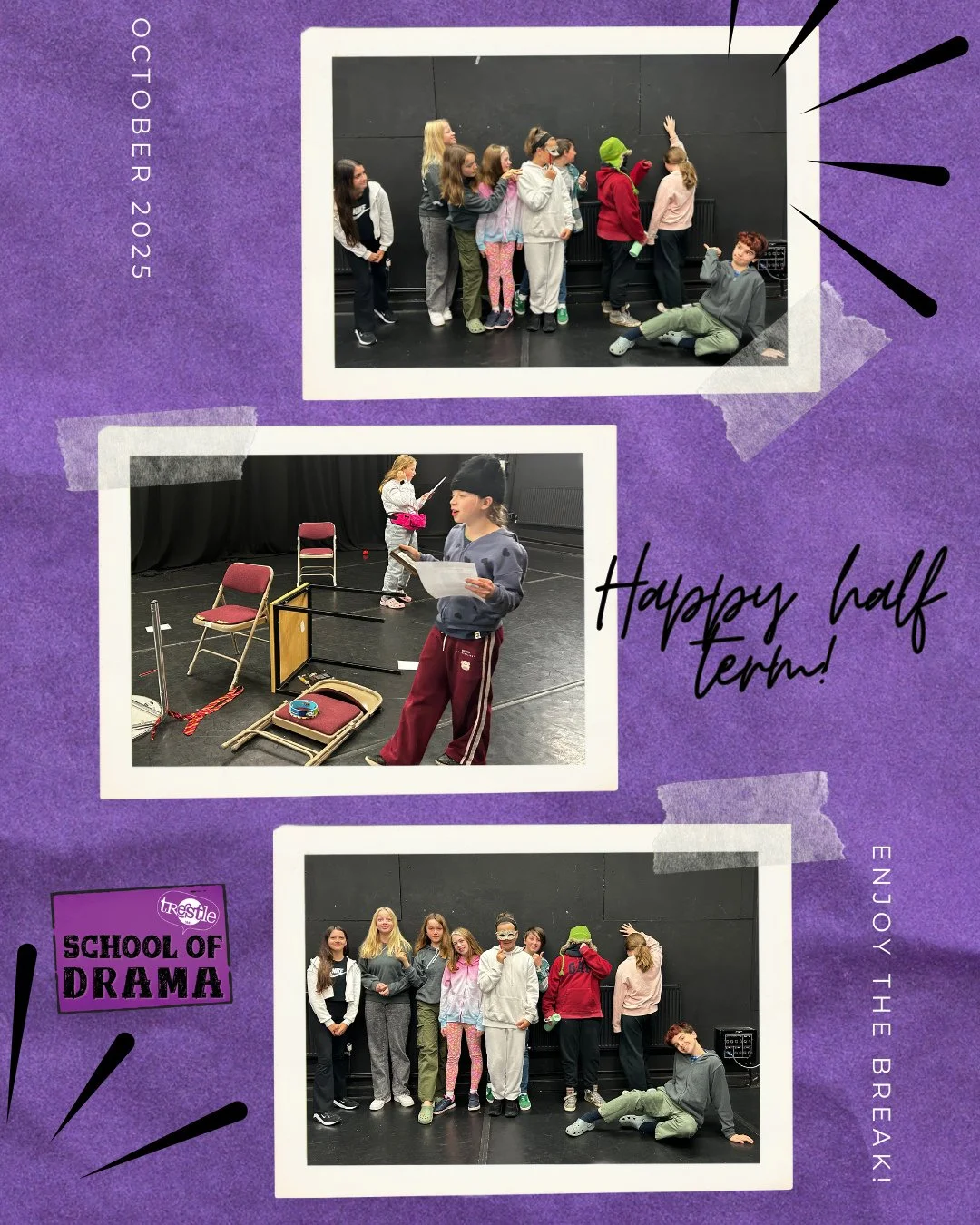 Happy half term everyone! What a half term it has been so far working on our drama skills for the term, from monologues to masks, scripts and stage directions. Have a wonderful break - see you all again soon! ⁠
⁠
#trestleschoolofdrama #halfterm #dram