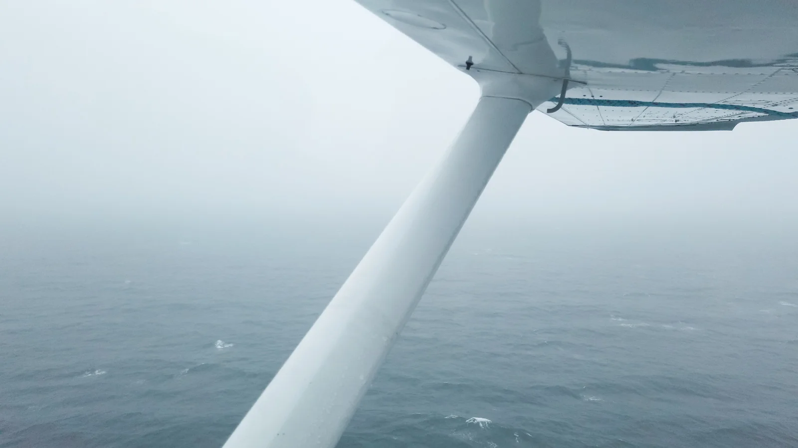 Die Sicht war so schlecht, dass wir teils bis auf 30 Meter über Meer unterwegs waren.