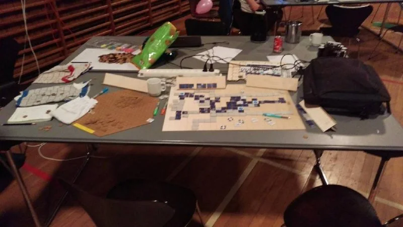 A showing an early prototype we had with us to the Exile Game Jam 2015.