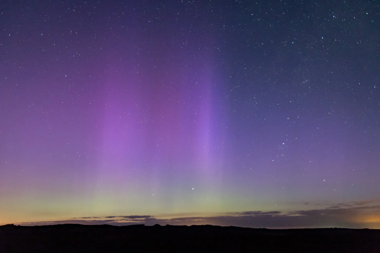 Northern lights over Skomer Island