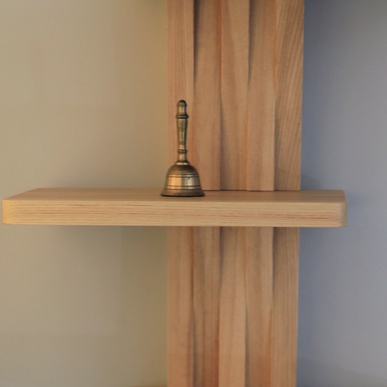 wooden shelving unit custom designed.