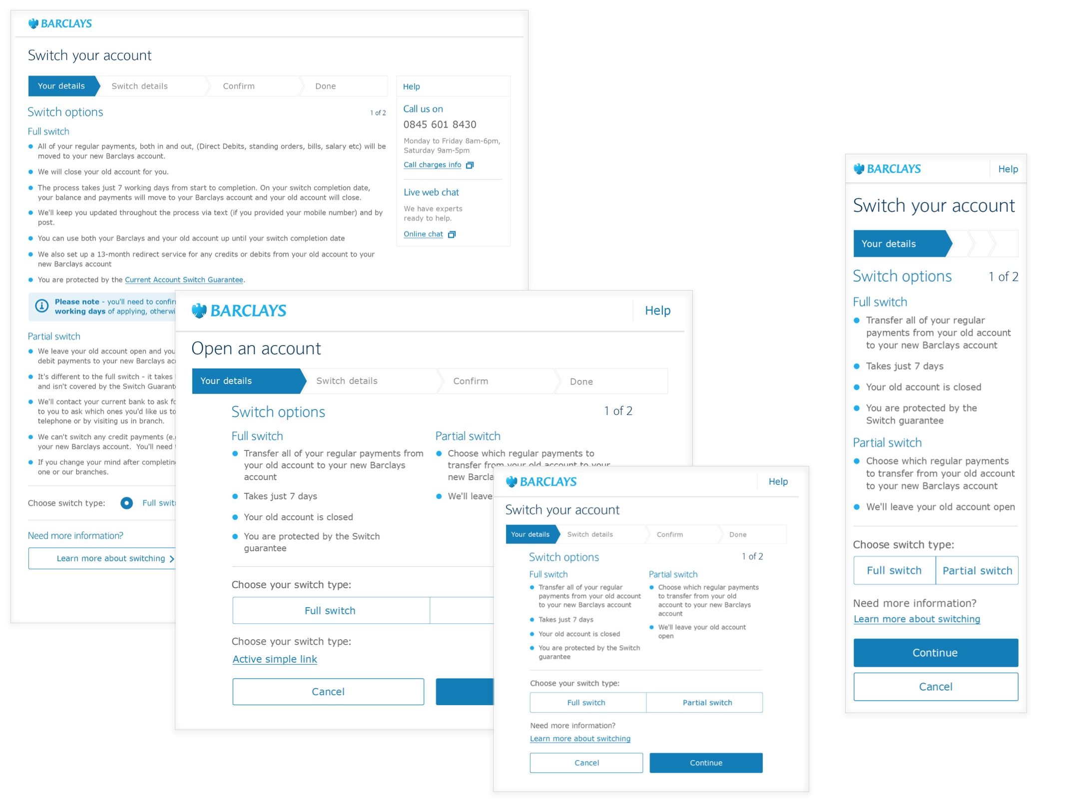 Account Switching responsive design (Barclays)
