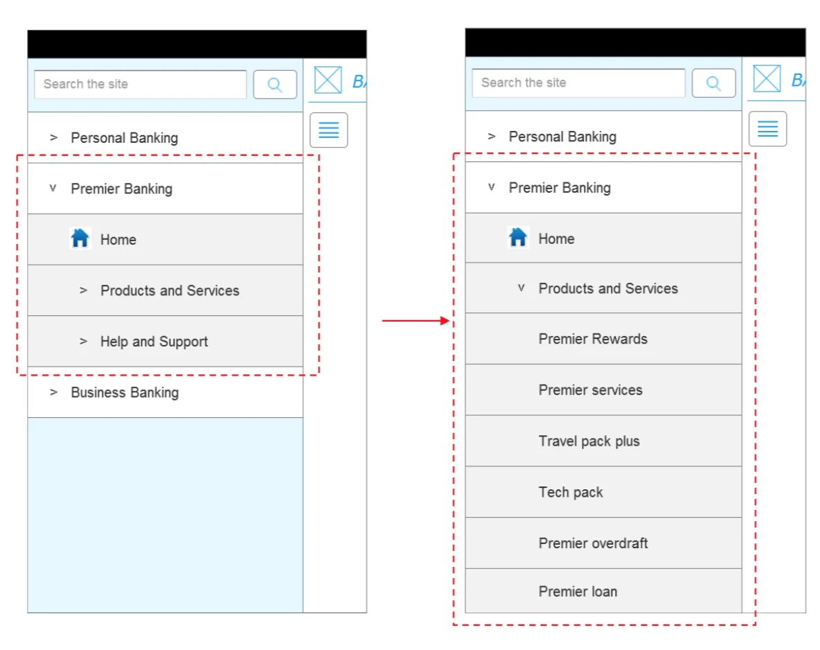 Building customer segments into the mobile navigation