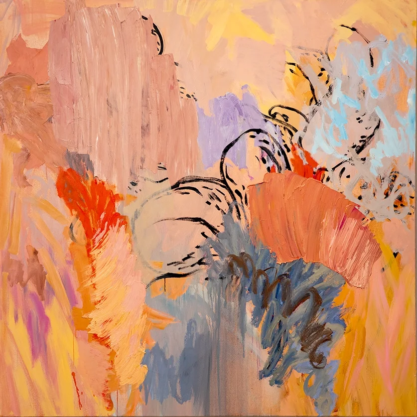 Lawre Stone, Trying to Make a Painting With the Feeling of a Dying Sunflower #4 2017, oil on canvas, 48" x 48"
