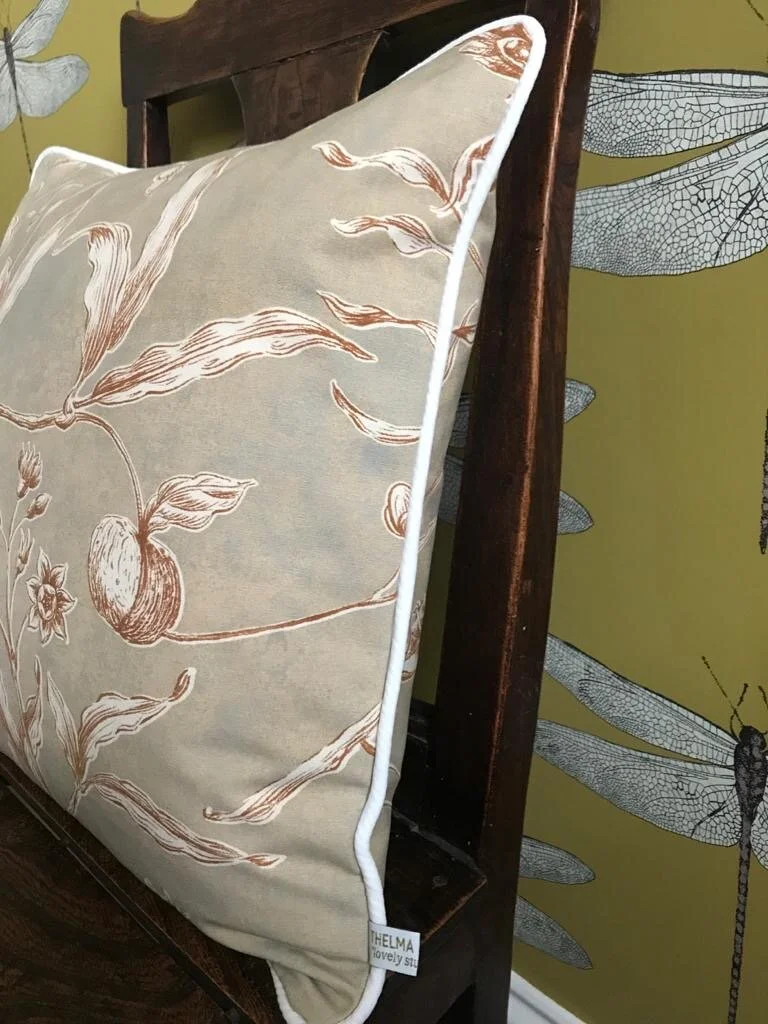 Lewis &amp; Wood Squawk Gingernut handmade piped square cushion