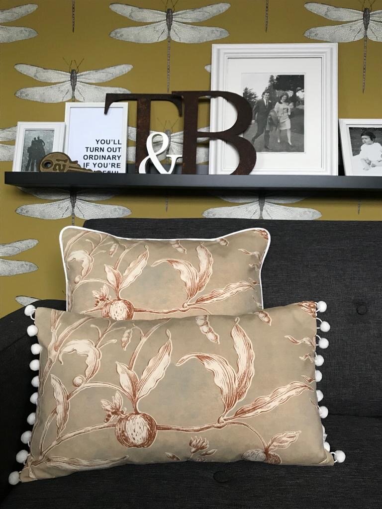 Lewis &amp; Wood Squawk Gingernut handmade piped square cushion