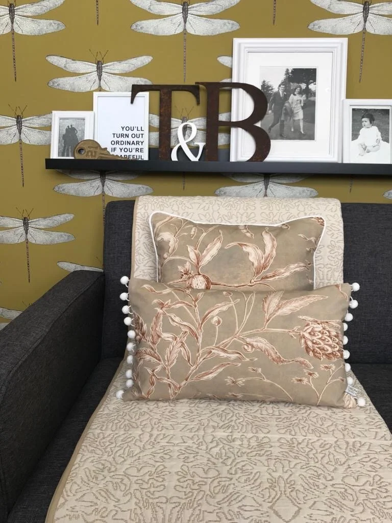 Lewis &amp; Wood Squawk Gingernut handmade piped square cushion