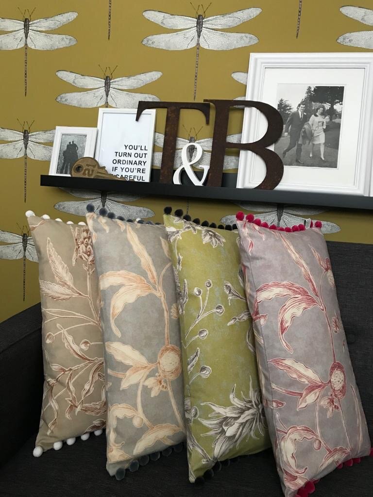 Lewis &amp; Wood Squawk handmade pompom rectangle luxury cushions