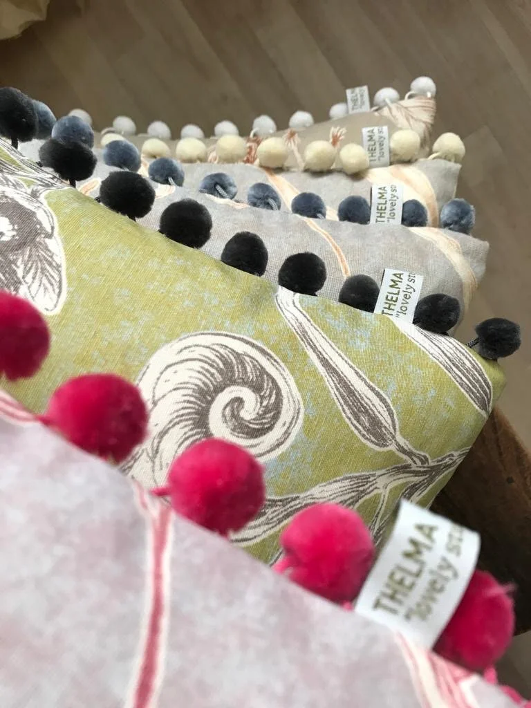 Lewis &amp; Wood Squawk handmade pompom rectangle luxury cushions