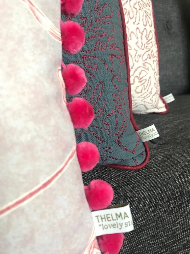 Lewis &amp; Wood Squawk handmade pompom rectangle luxury cushions