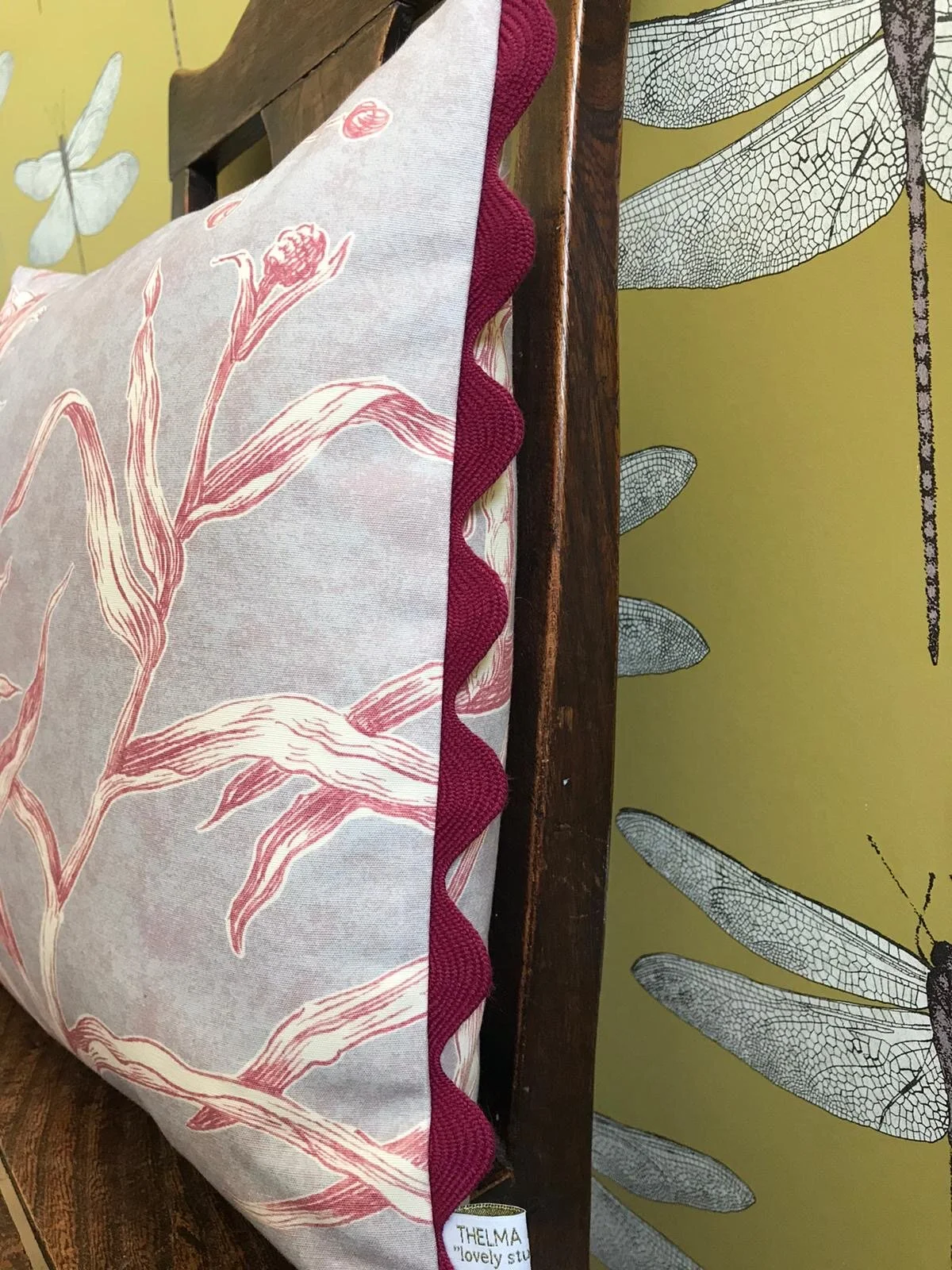 Lewis &amp; Wood Squawk Parma Pink 40cm Square Piped Handmade cushion