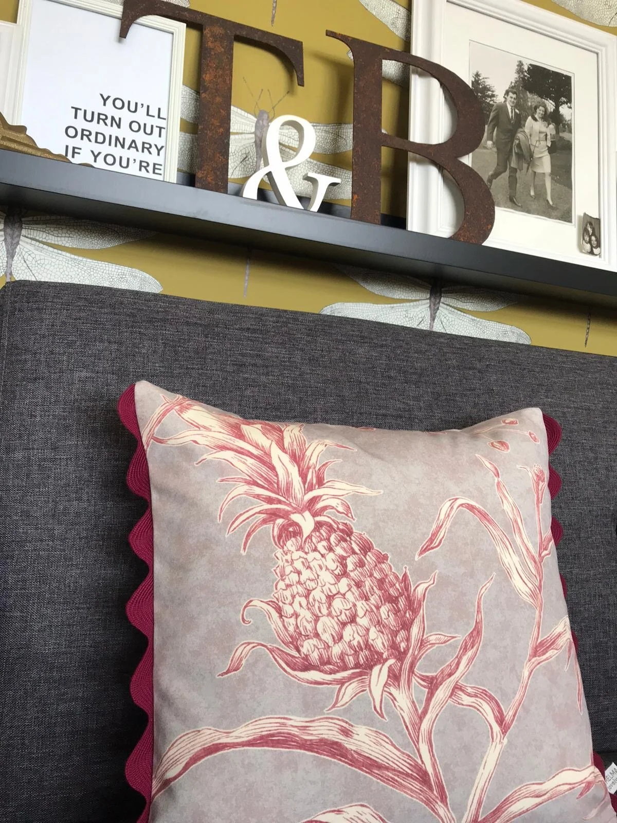 Lewis &amp; Wood Squawk Parma Pink 40cm Square Piped Handmade cushion