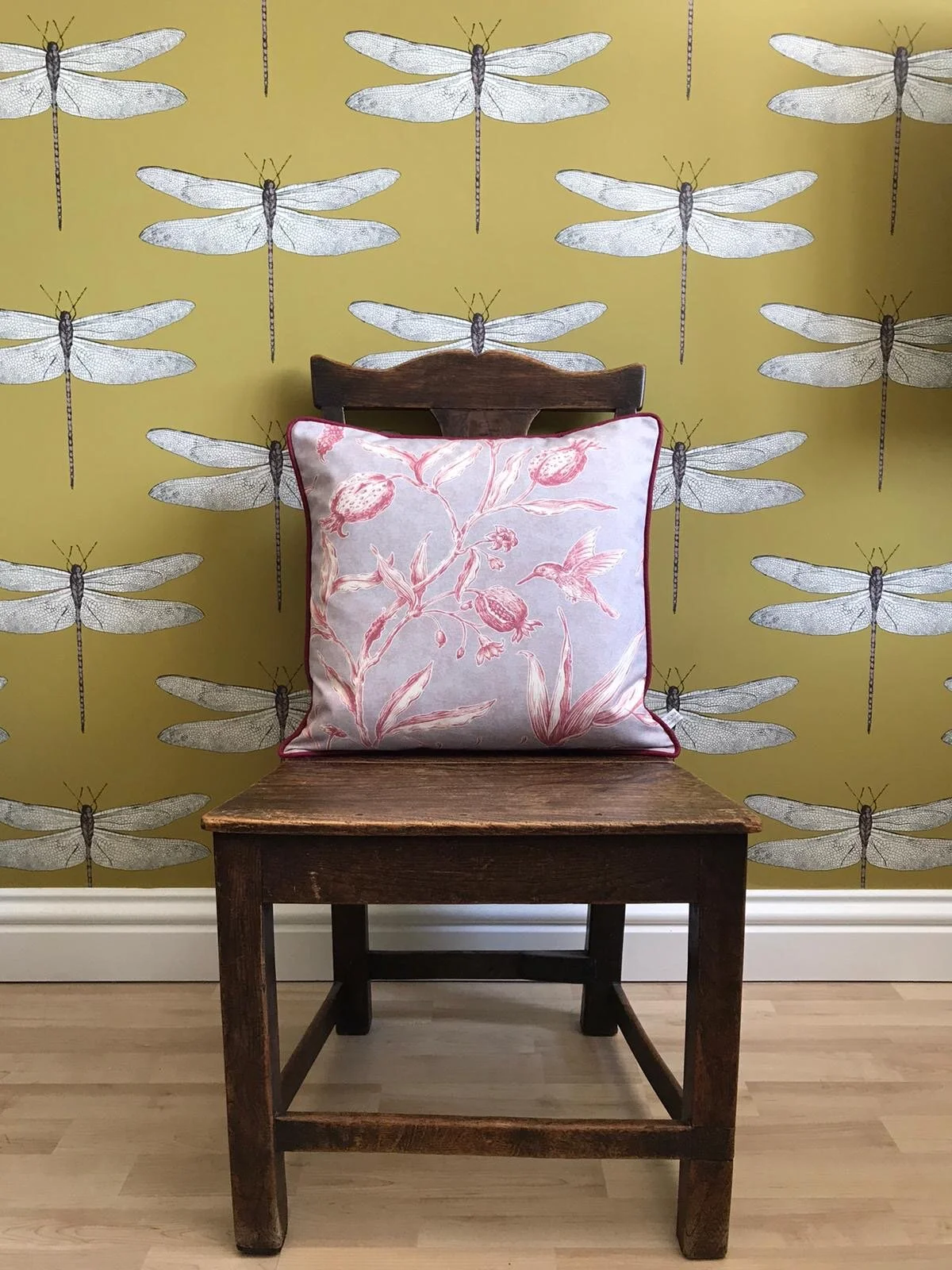 SALE Handmade Lewis &amp; Woods Squawk botanical print 45cm luxury square feather filled cushion with piping