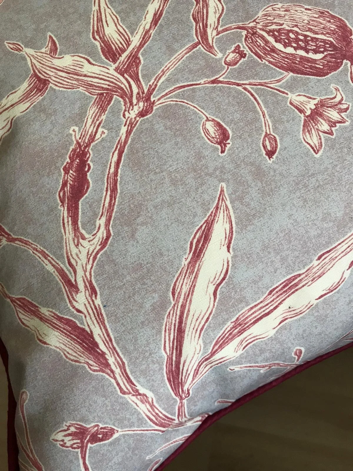 SALE Handmade Lewis &amp; Woods Squawk botanical print 45cm luxury square feather filled cushion with piping