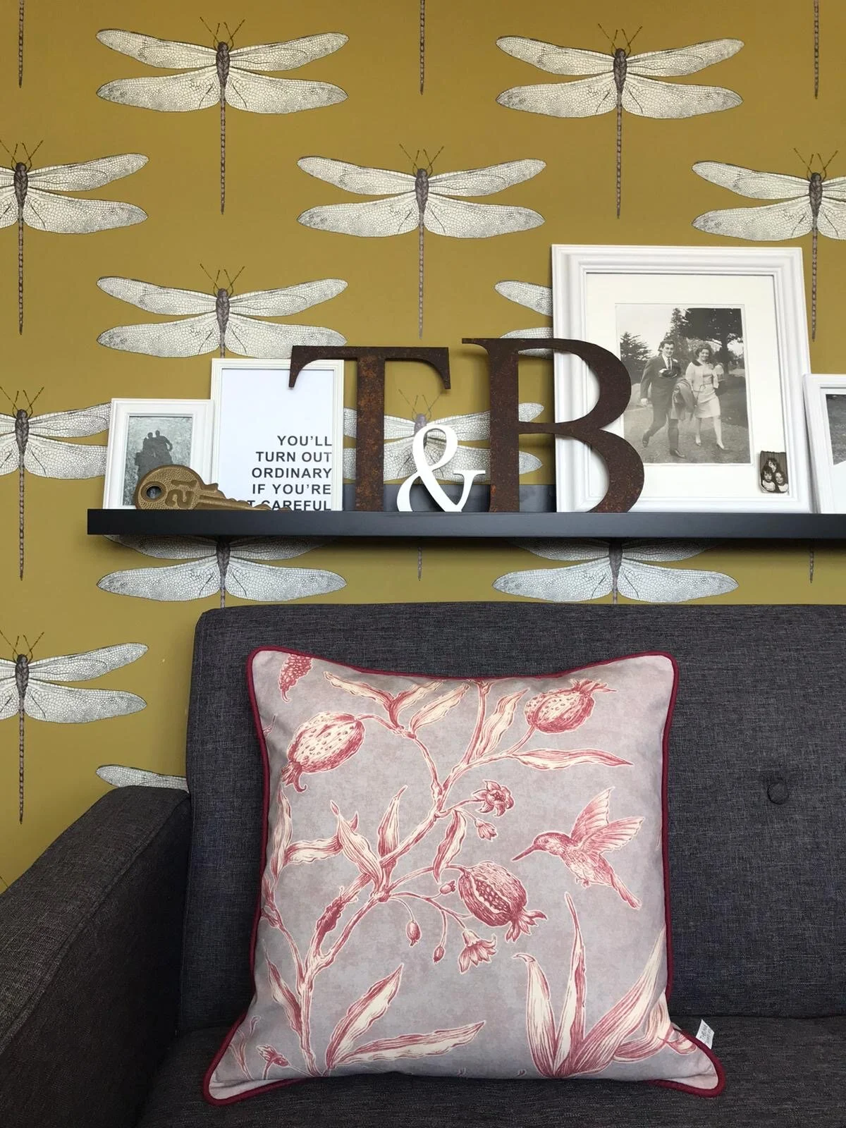 SALE Handmade Lewis &amp; Woods Squawk botanical print 45cm luxury square feather filled cushion with piping