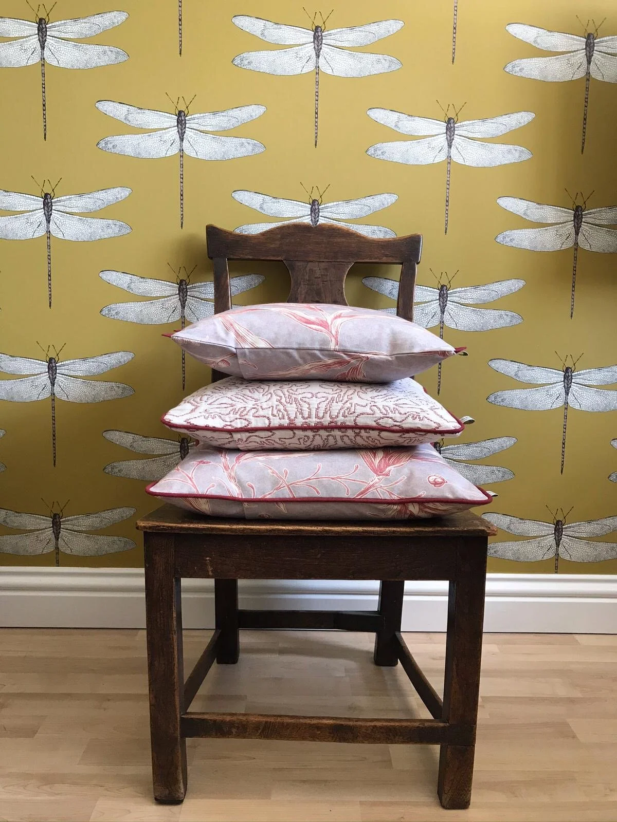 SALE Handmade Lewis &amp; Woods Squawk botanical print 45cm luxury square feather filled cushion with piping