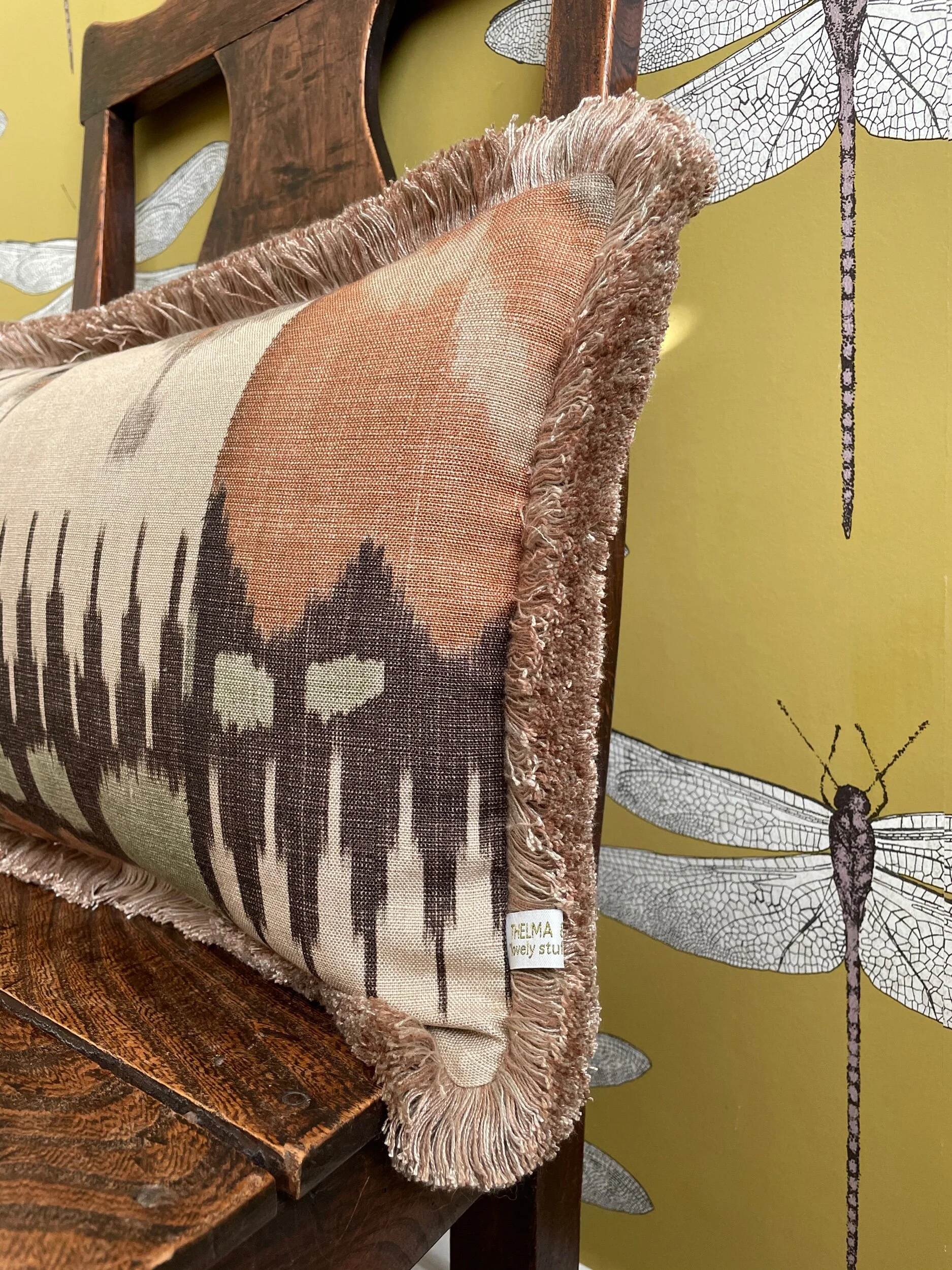 Lewis &amp; Wood, fringed, handmade,luxury, kimono, Bristol, red, blue, beige, green, rectangle