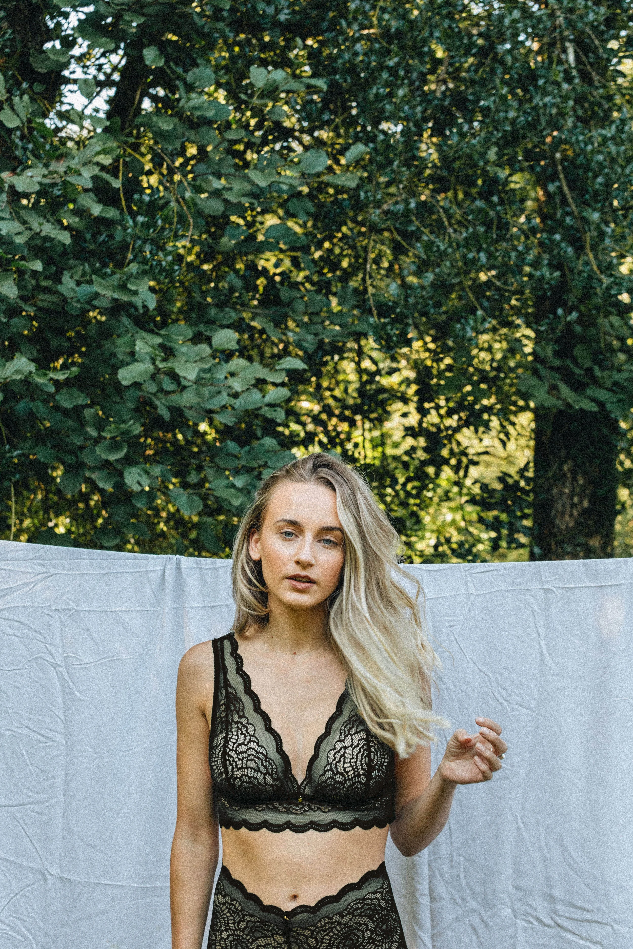 Handmade black lace crop top bralette