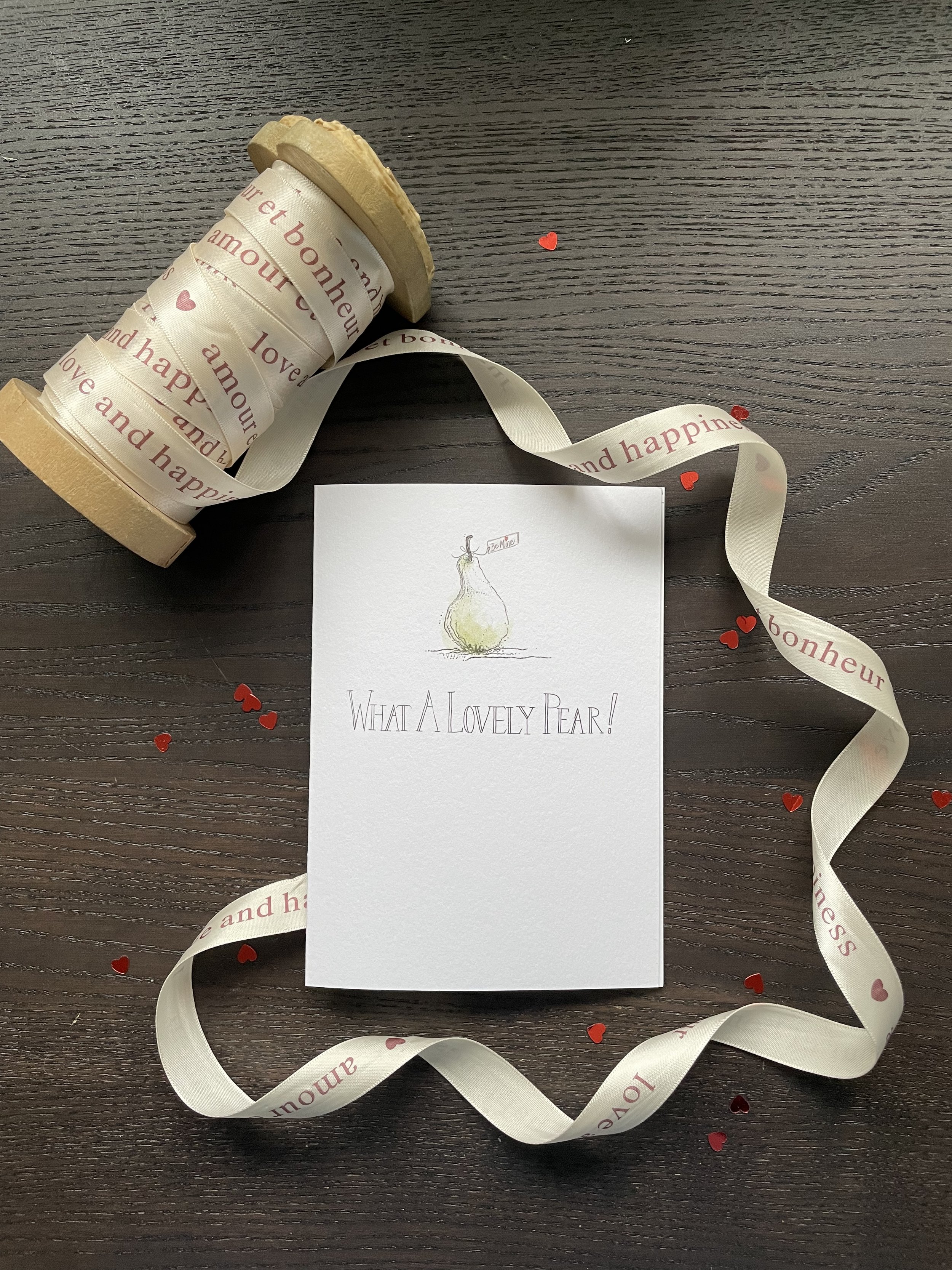 "What a lovely Pear" illustrated Valentines Day Card