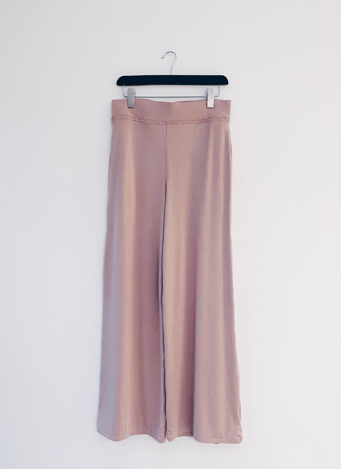 SAMPLE Blush pink eco-modal jersey high-waisted trousers