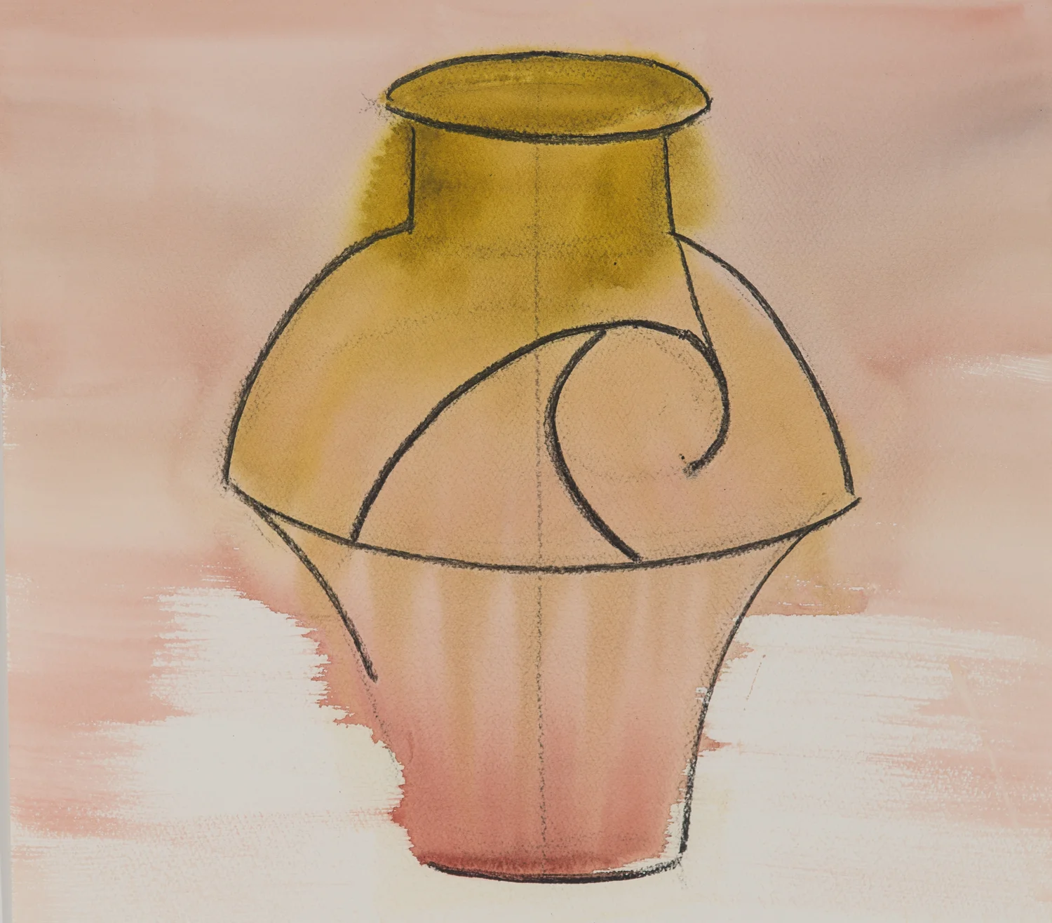 Biconical Vessel No. 19, Watercolor and Charcoal on Fabriano Paper, 13.5 x 15.5 inches