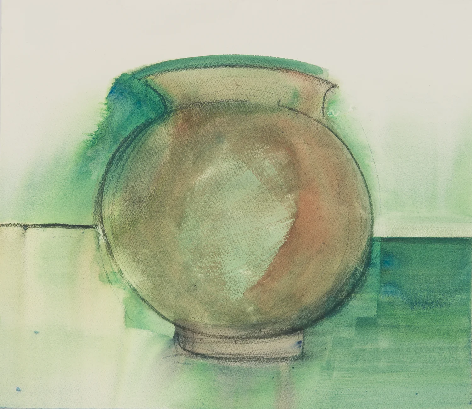 Green Jar No. 4, Watercolor and Charcoal on Fabriano Paper, 13.5 x 15.5 inches