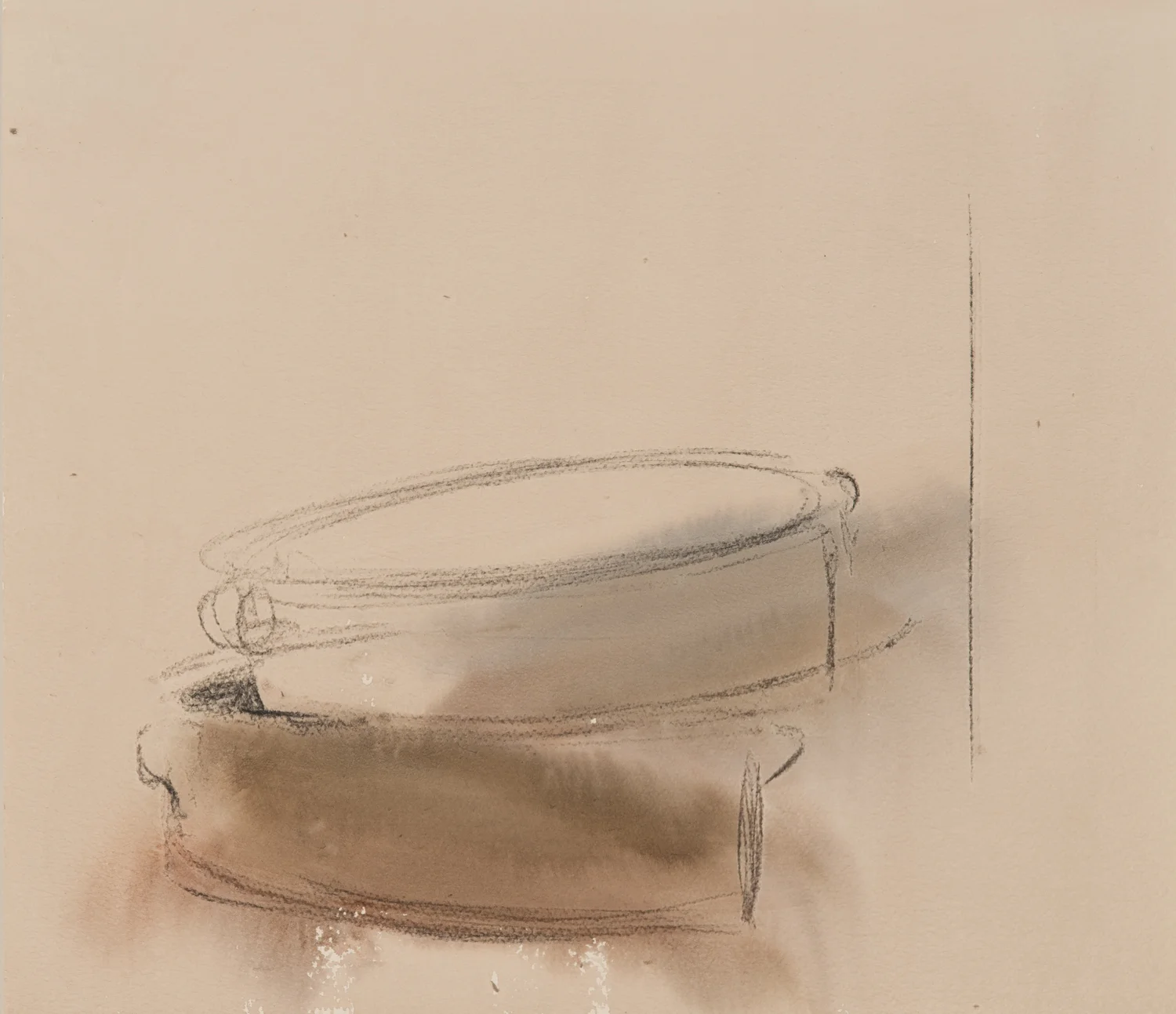 Two Cazuelas No. 26, Watercolor and Charcoal on Fabriano Paper, 13.5 x 15.5 inches