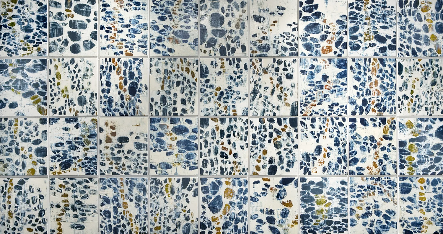Walking in Time, Installation, Oil on Canvas, 99 x 188 inches