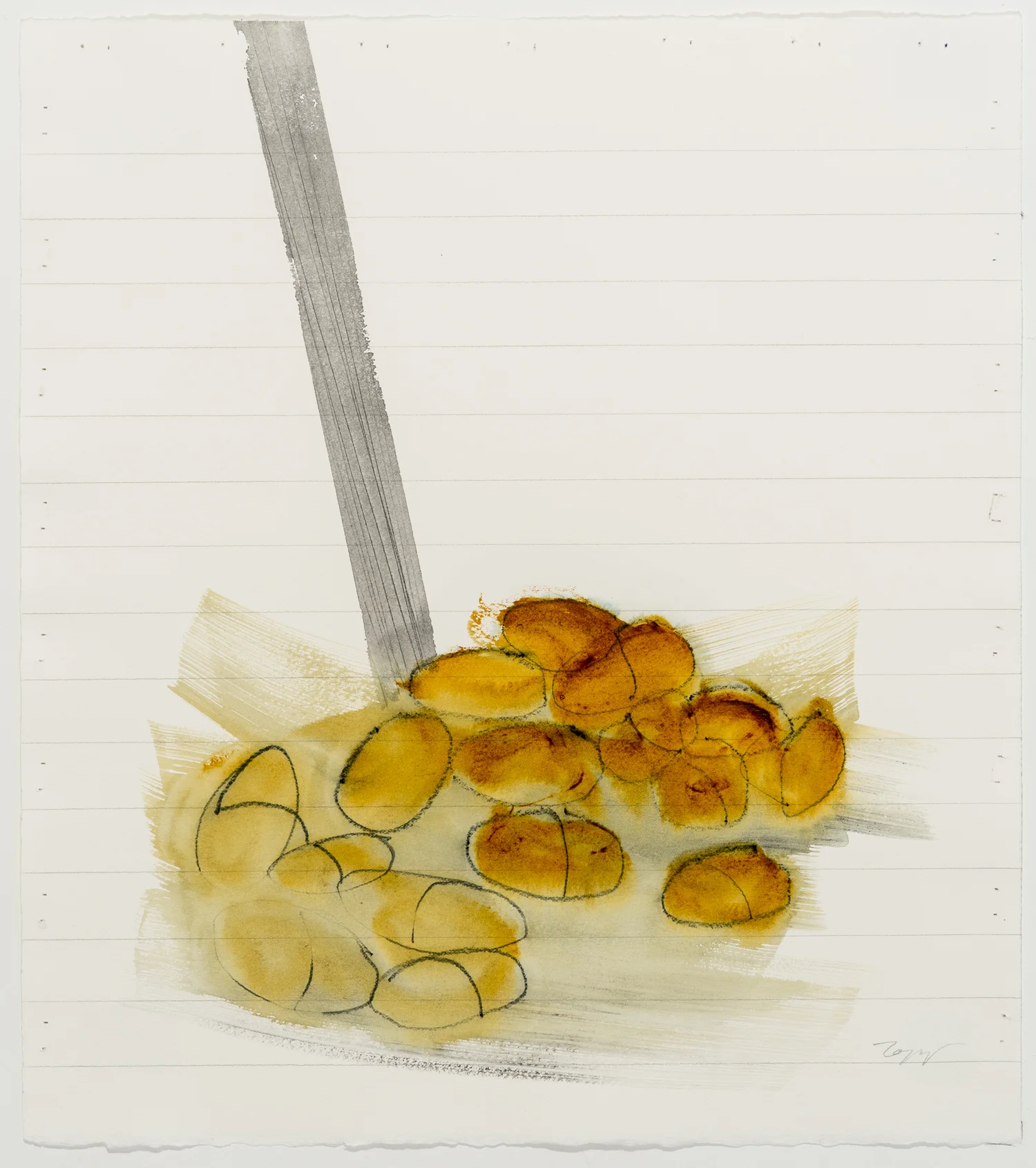 Warp Weights No. 4, Watercolor and Graphite on Arches Paper, 17 x 15 inches