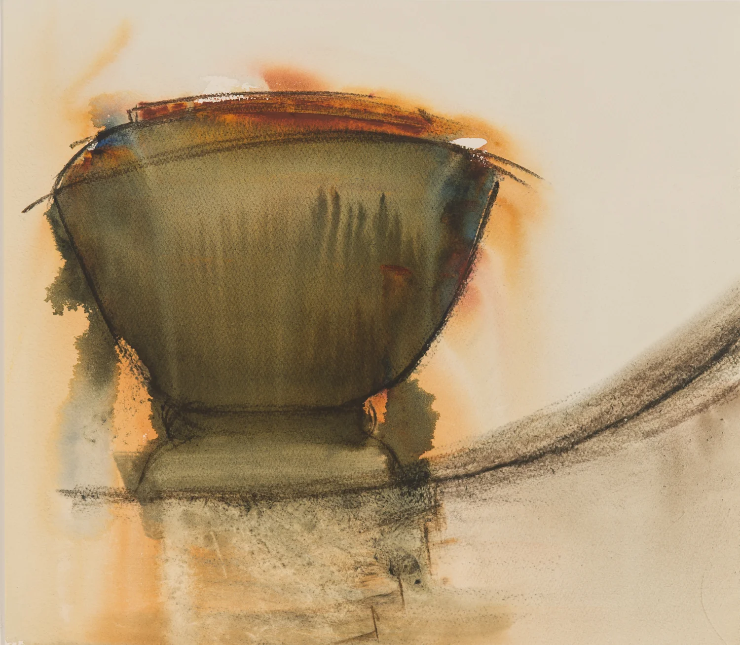 Garden Urn No. 28, Watercolor and Charcoal on Fabriano Paper, 13.5 x 15.5 inches