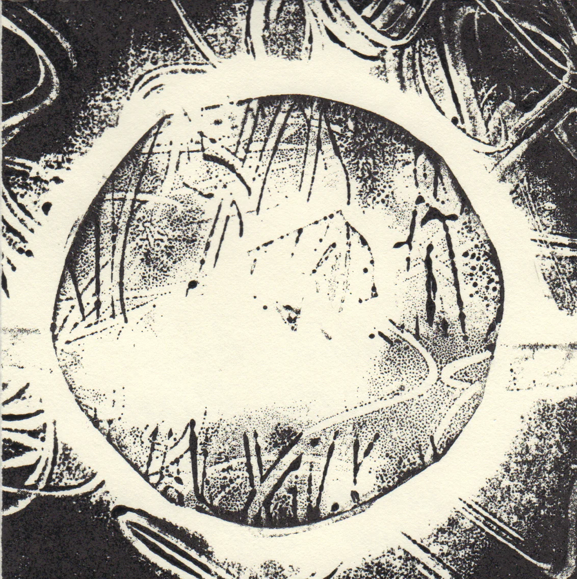 Monotype No. 11, Ink on Mohawk Superfine Text, 4 x 4 inches