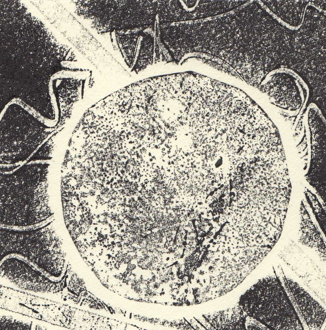 Monotype No. 29, Ink on Mohawk Superfine Text, 4 x 4 inches