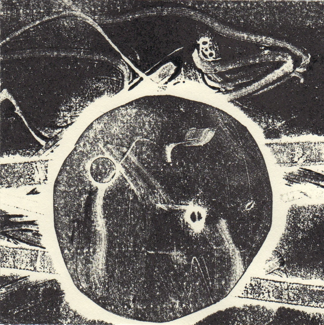 Monotype No. 37, Ink on Mohawk Superfine Text, 4 x 4 inches