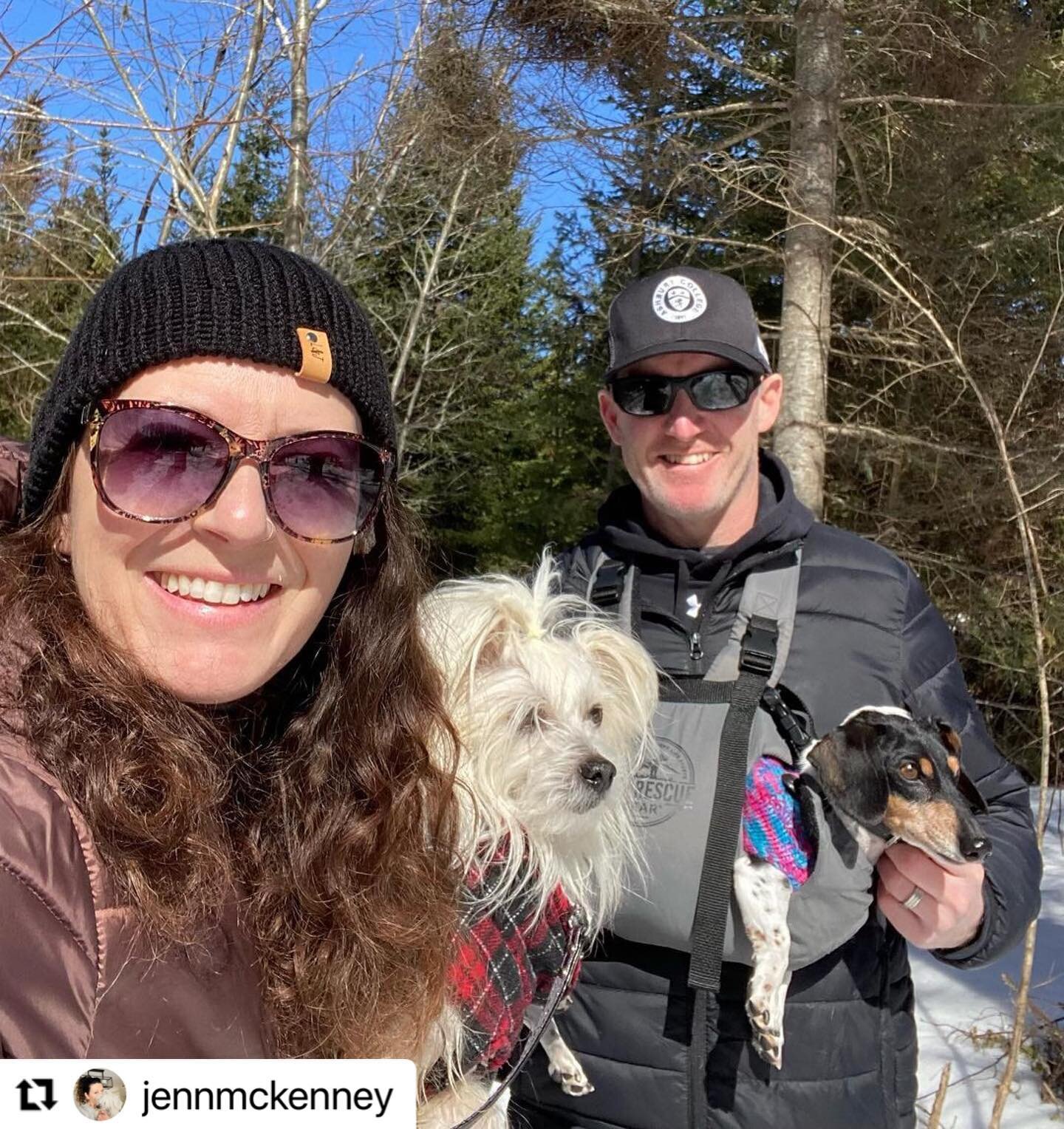 #Repost @jennmckenney with @use.repost
・・・
Gorgeous day for a walk in the hills. Harry wants you all to know he did walk - I just picked him up so he could be in the picture! 🐶🤳 Isla in her @ruffrescuegear.co so she&rsquo;s never left behind. #wint