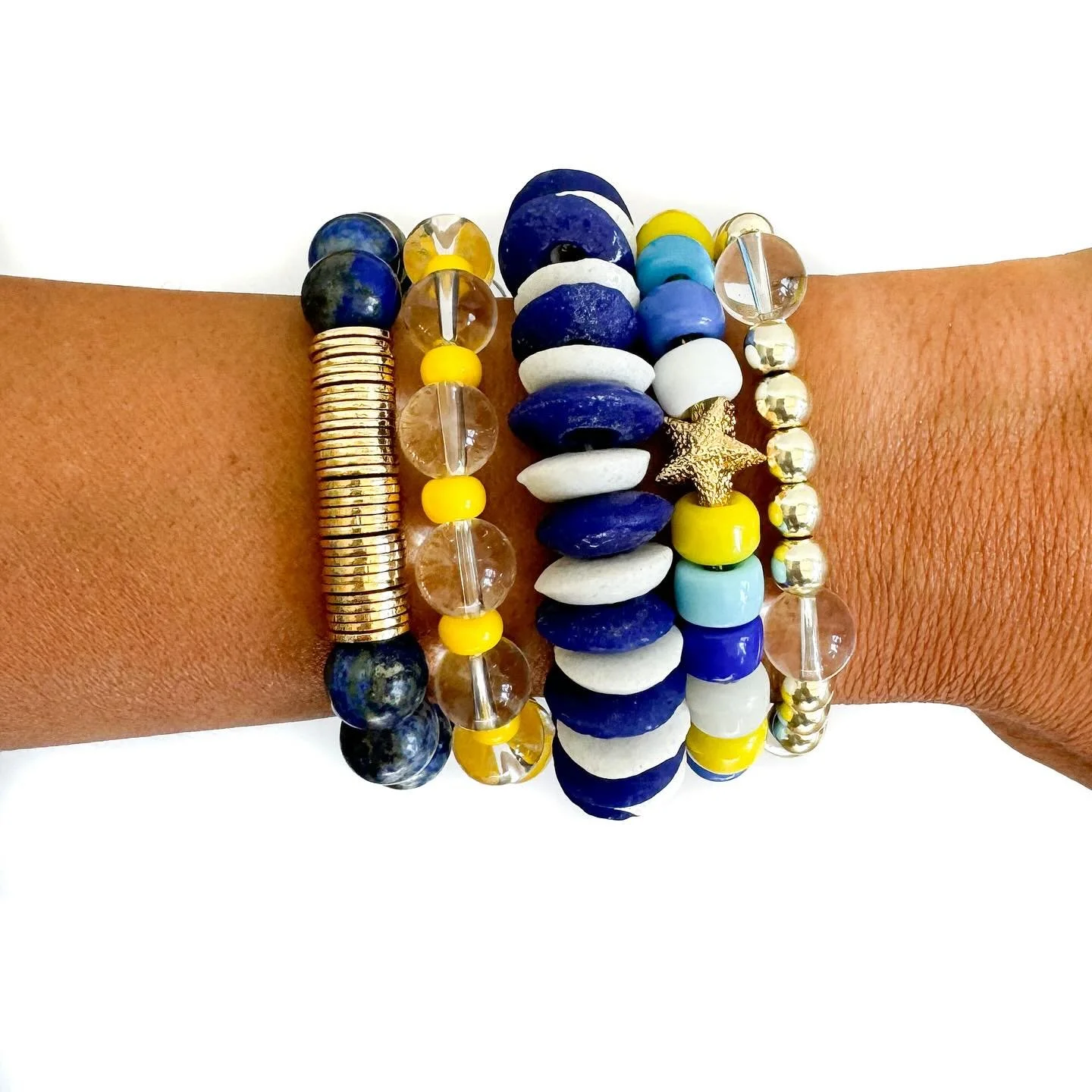 Did you catch the re-launch of our team stacks last week? This blue and yellow stack is perfect to wear to the Royals Playoffs this coming up!! 💛💙💛 If you want to snag any of these bracelets &lsquo;a la cart&rsquo; they are all listed on our websi