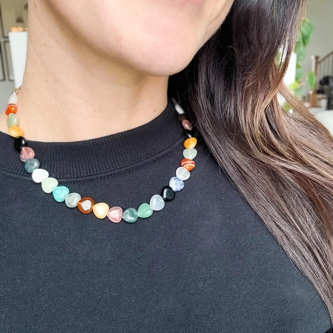 We love the heart gemstone necklace! It I the sweetest accessory and goes with everything! Snag one while we have them in stock! ❤️