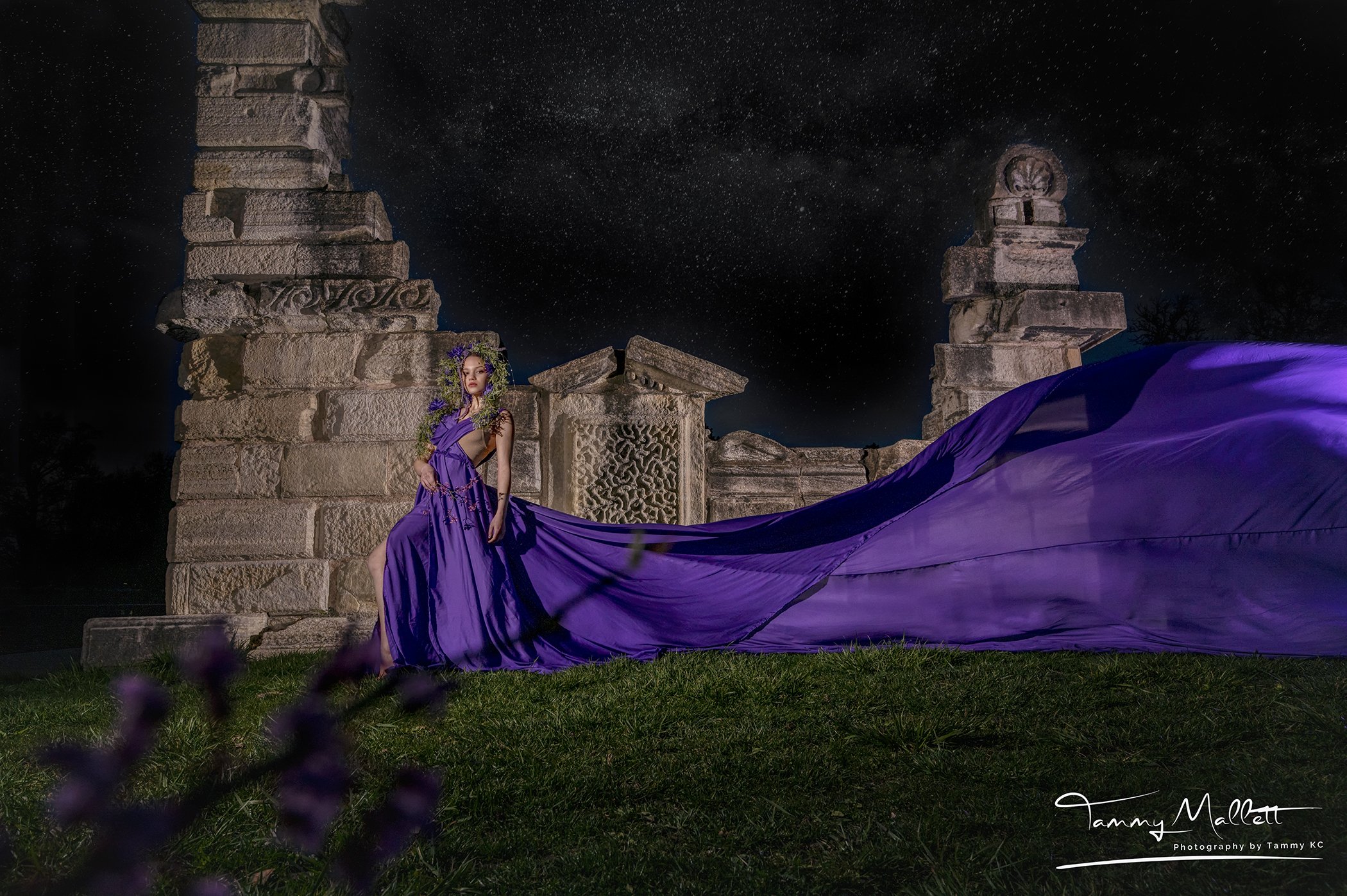 1 Piece Dark Purple Flying Dress