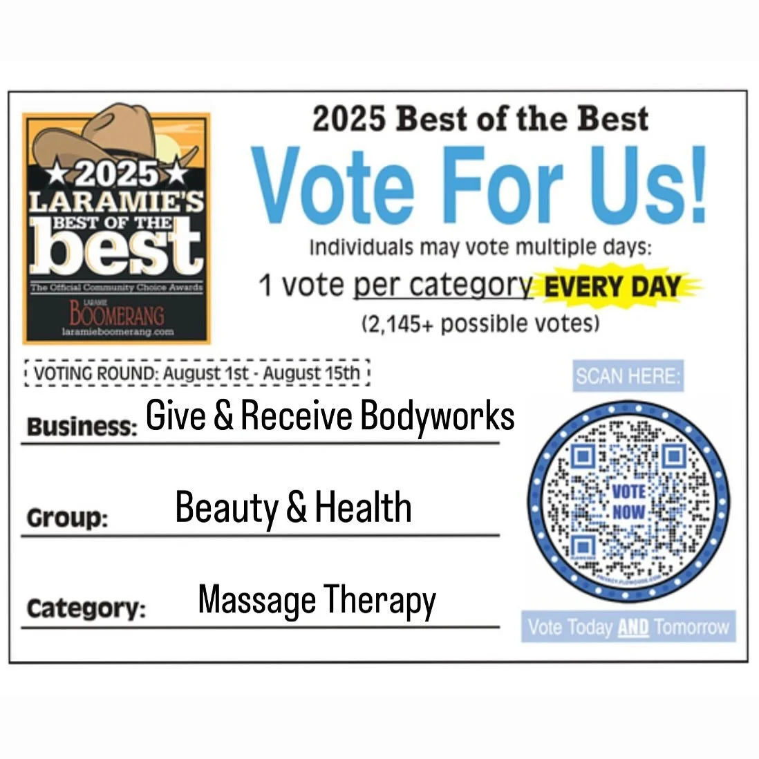 👀 Check it out! We&rsquo;ve been nominated again🤩 I&rsquo;m so grateful to be on the list!
&hellip;
Here&rsquo;s the details!

🗳️ Voting is open between August 1st and August 15th - so get your votes in today!

🌞 You can vote EVERYDAY. Every vote